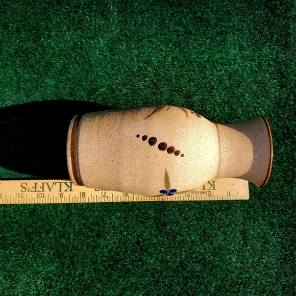 Mexican Pottery GF Tonala Vase Marked Lovely Design Bird & Flowers 8in No Chips - Picture 9 of 12